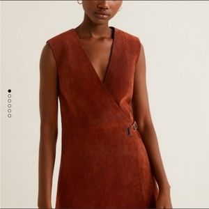 Mango leather wrap dress